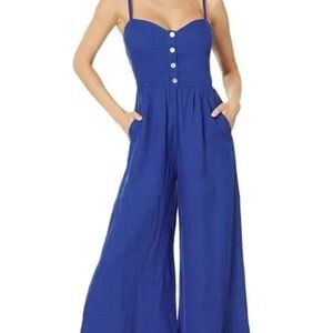 Madewell Blue Linen Jumpsuit